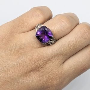 Large amethyst silver ring